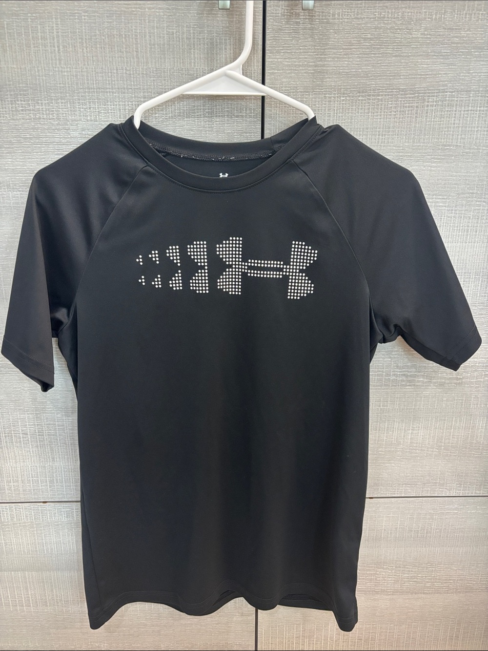 Boy’s Under Armour Black Tee with White Dotted Logo